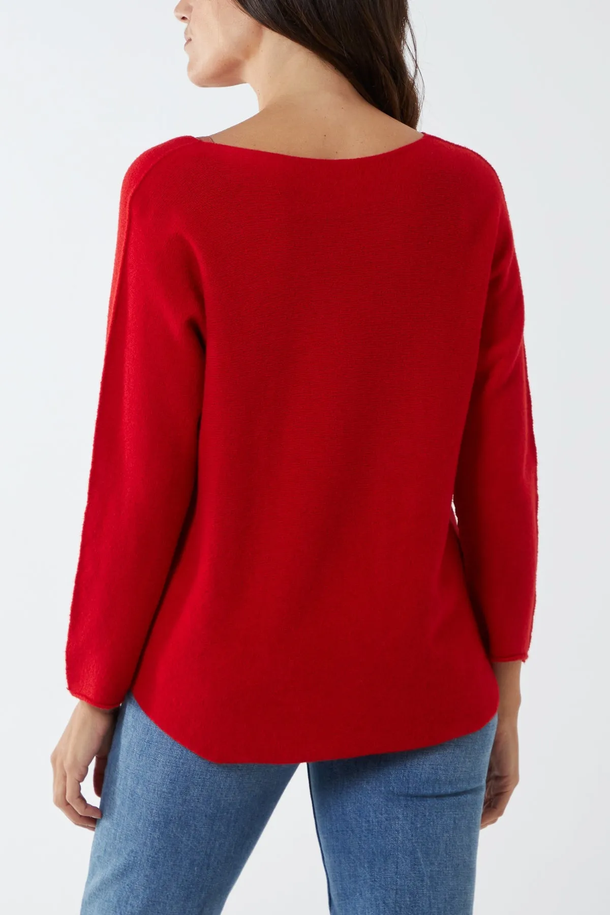 Raw Edge V-Neck Jumper