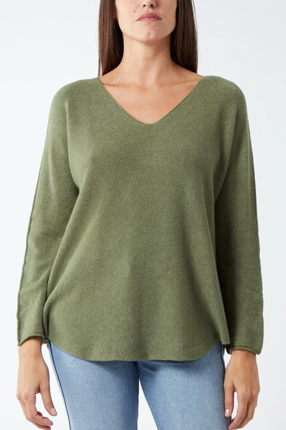 Raw Edge V-Neck Jumper