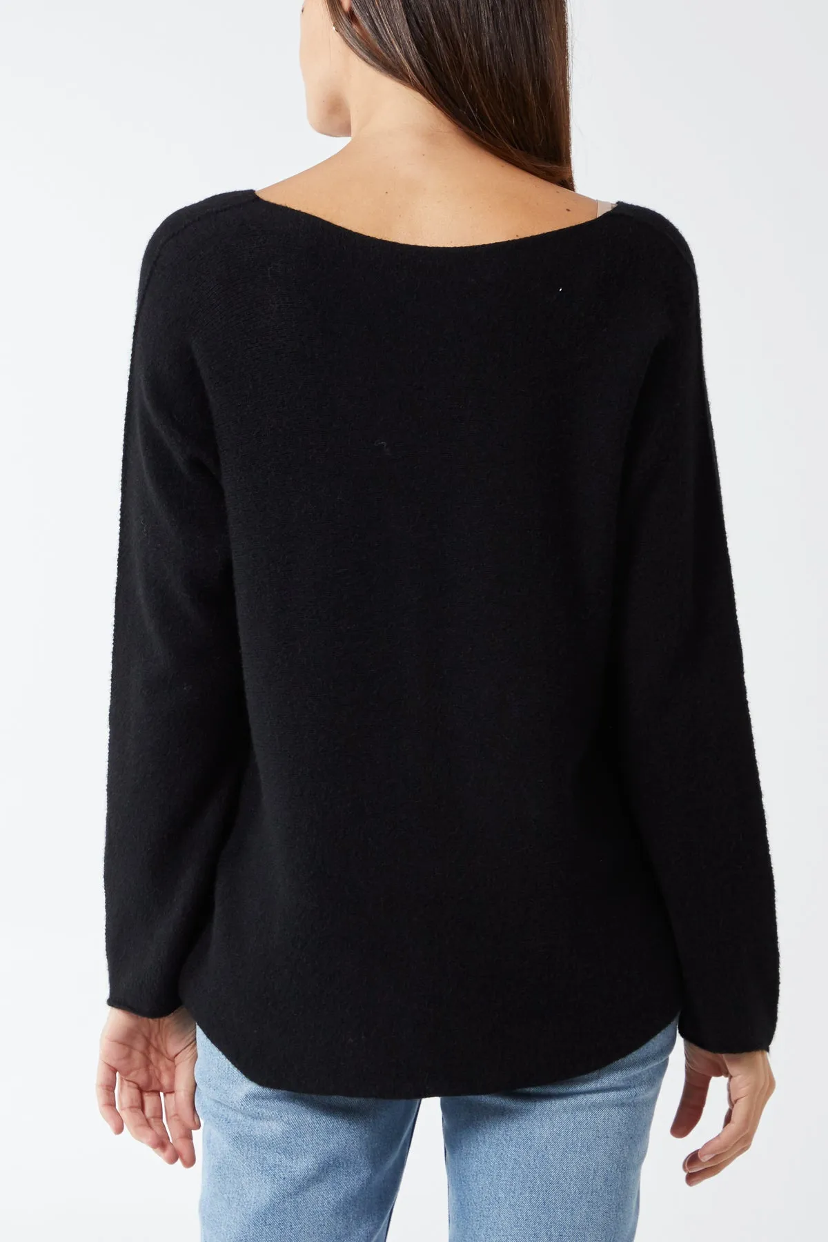 Raw Edge V-Neck Jumper