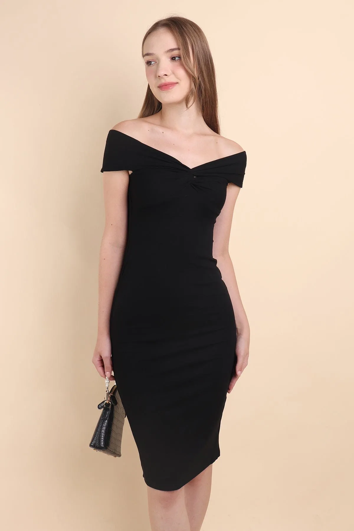RAYE SWEETHEART TWIST DRESS IN BLACK