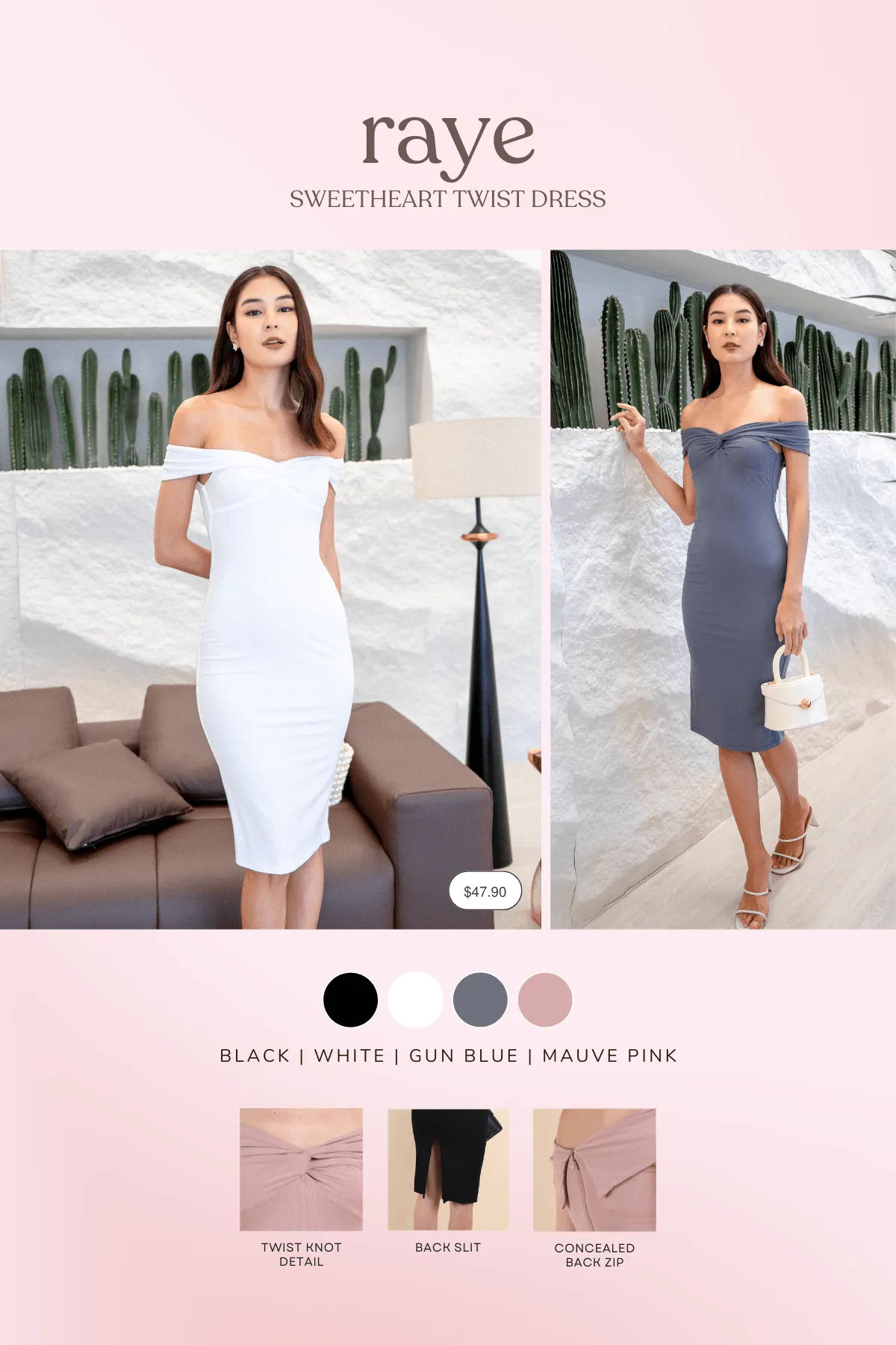 RAYE SWEETHEART TWIST DRESS IN BLACK