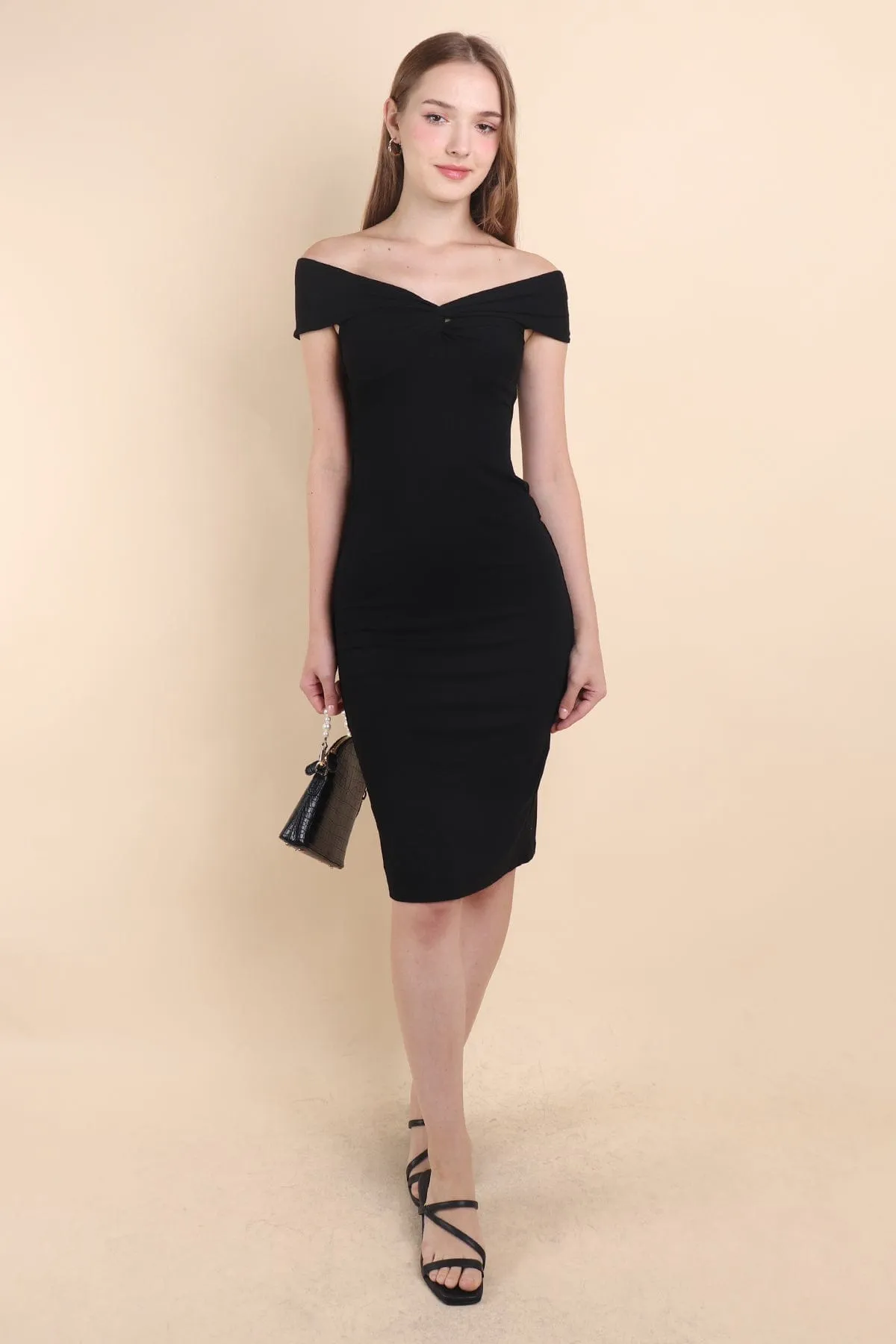 RAYE SWEETHEART TWIST DRESS IN BLACK