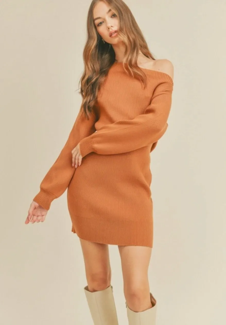 Rebecca Off The Shoulder Knit Dress