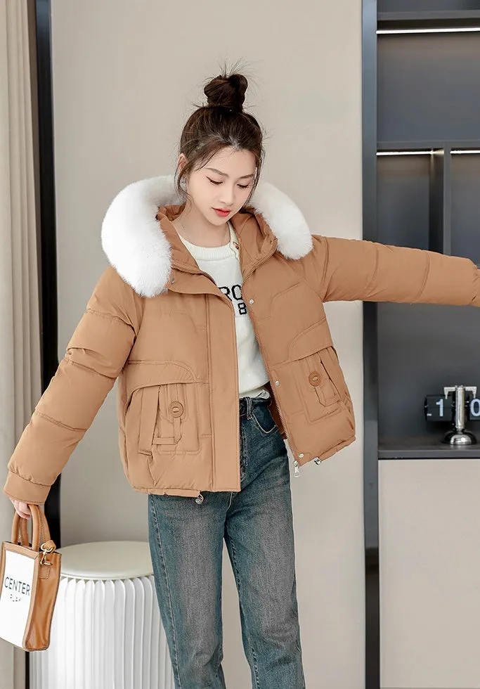Relaxed-fit Quilted Puffer Jacket with a Removable Fur Lining