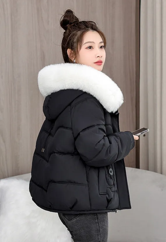Relaxed-fit Quilted Puffer Jacket with a Removable Fur Lining