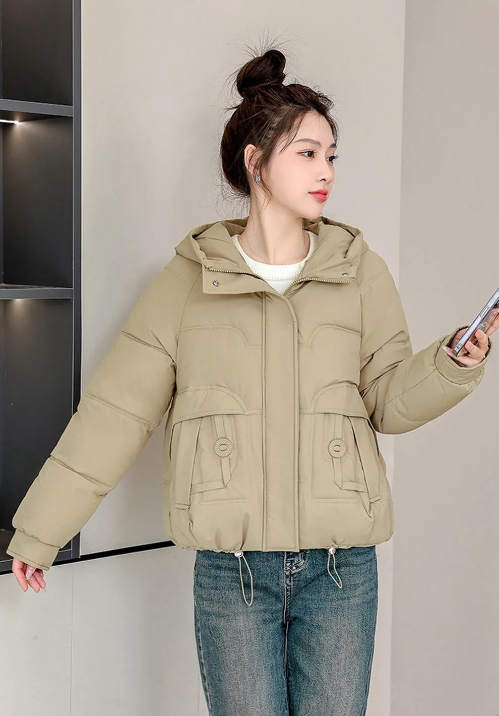 Relaxed-fit Quilted Puffer Jacket with a Removable Fur Lining