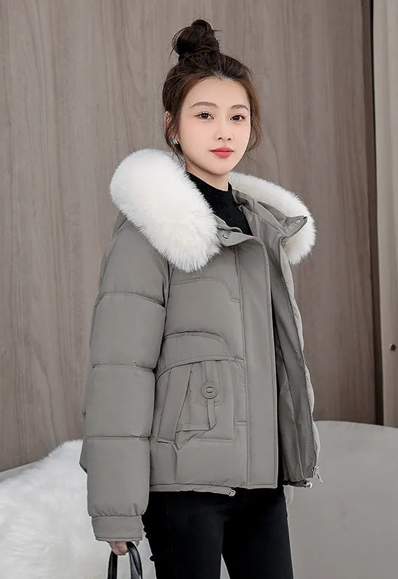 Relaxed-fit Quilted Puffer Jacket with a Removable Fur Lining