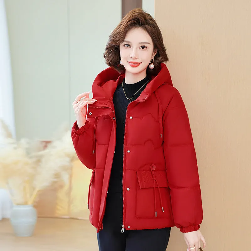 Relaxed-Fit Windproof Puffer Jacket with Quilted Design for Women