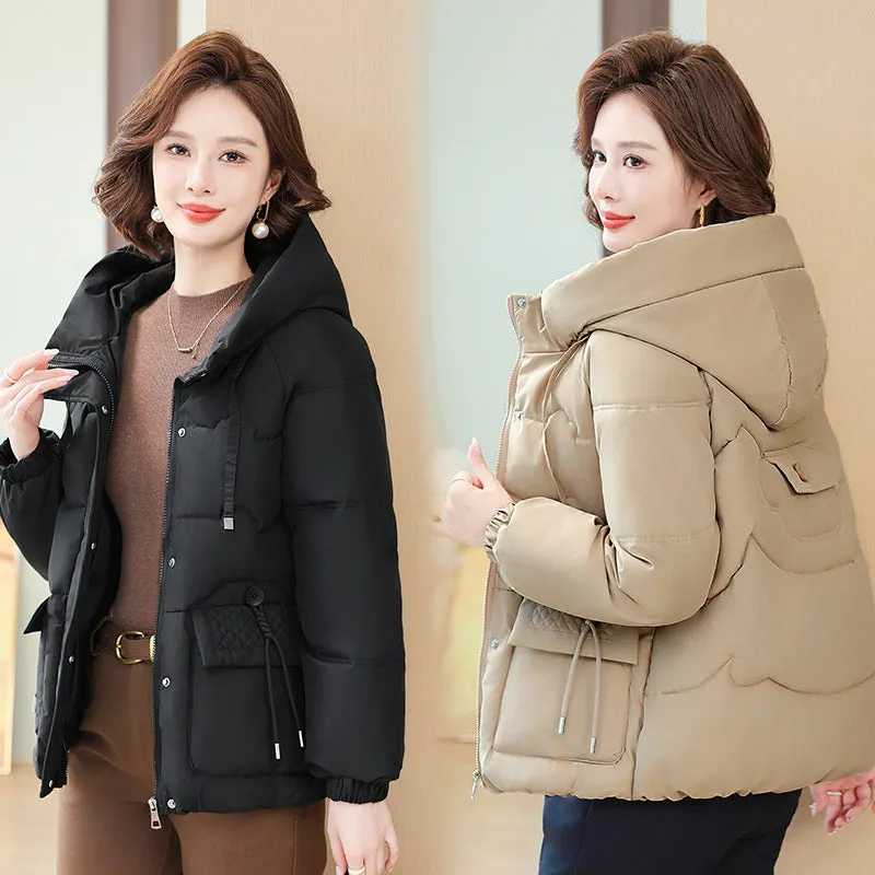 Relaxed-Fit Windproof Puffer Jacket with Quilted Design for Women