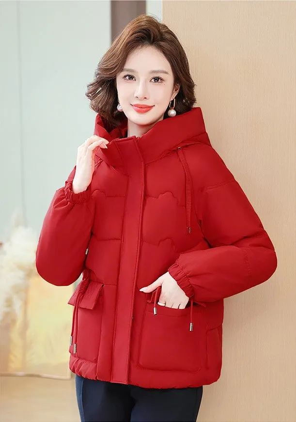 Relaxed-Fit Windproof Puffer Jacket with Quilted Design for Women