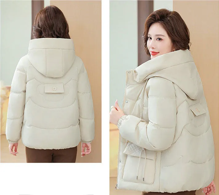 Relaxed-Fit Windproof Puffer Jacket with Quilted Design for Women