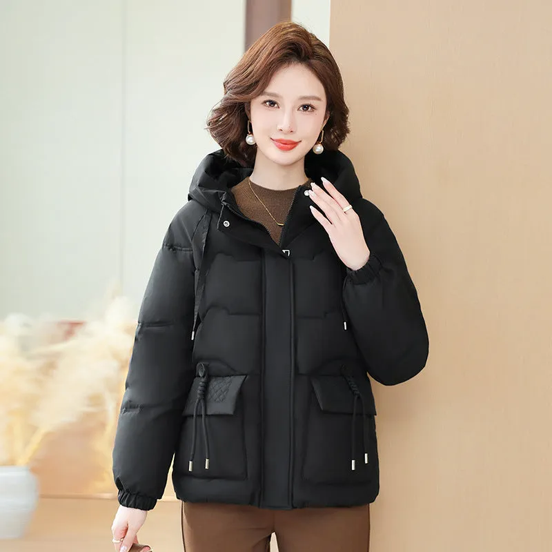 Relaxed-Fit Windproof Puffer Jacket with Quilted Design for Women