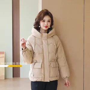 Relaxed-Fit Windproof Puffer Jacket with Quilted Design for Women