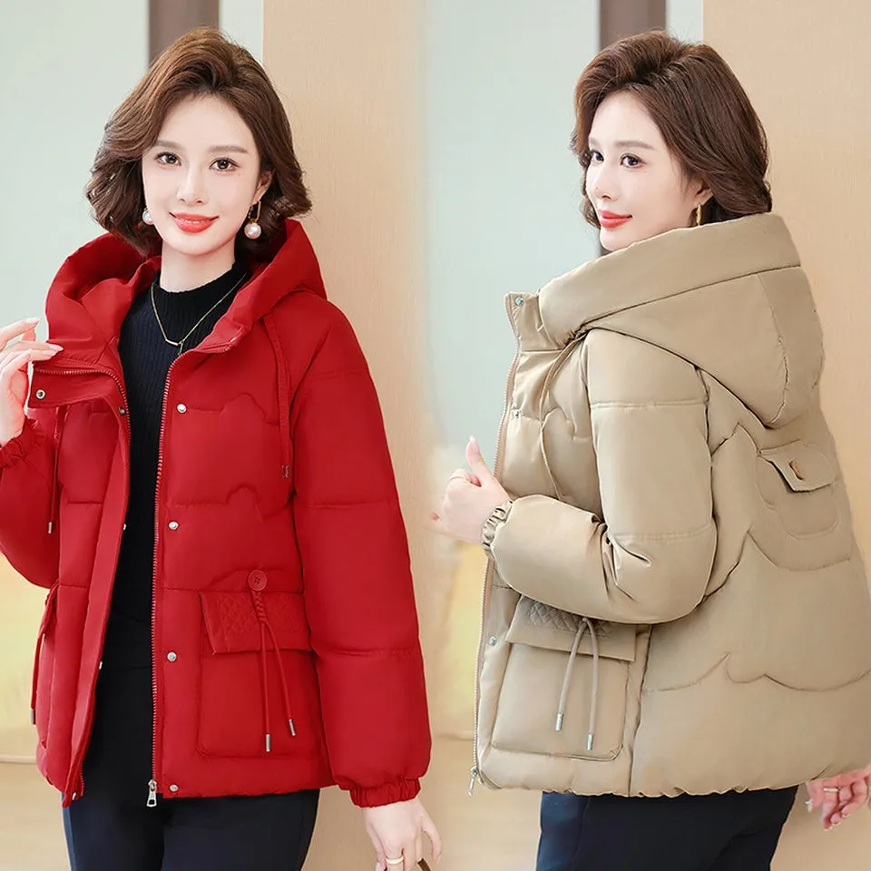 Relaxed-Fit Windproof Puffer Jacket with Quilted Design for Women