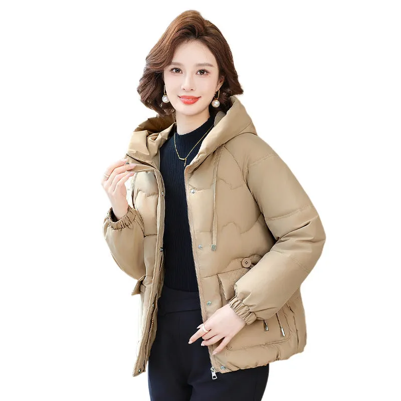 Relaxed-Fit Windproof Puffer Jacket with Quilted Design for Women