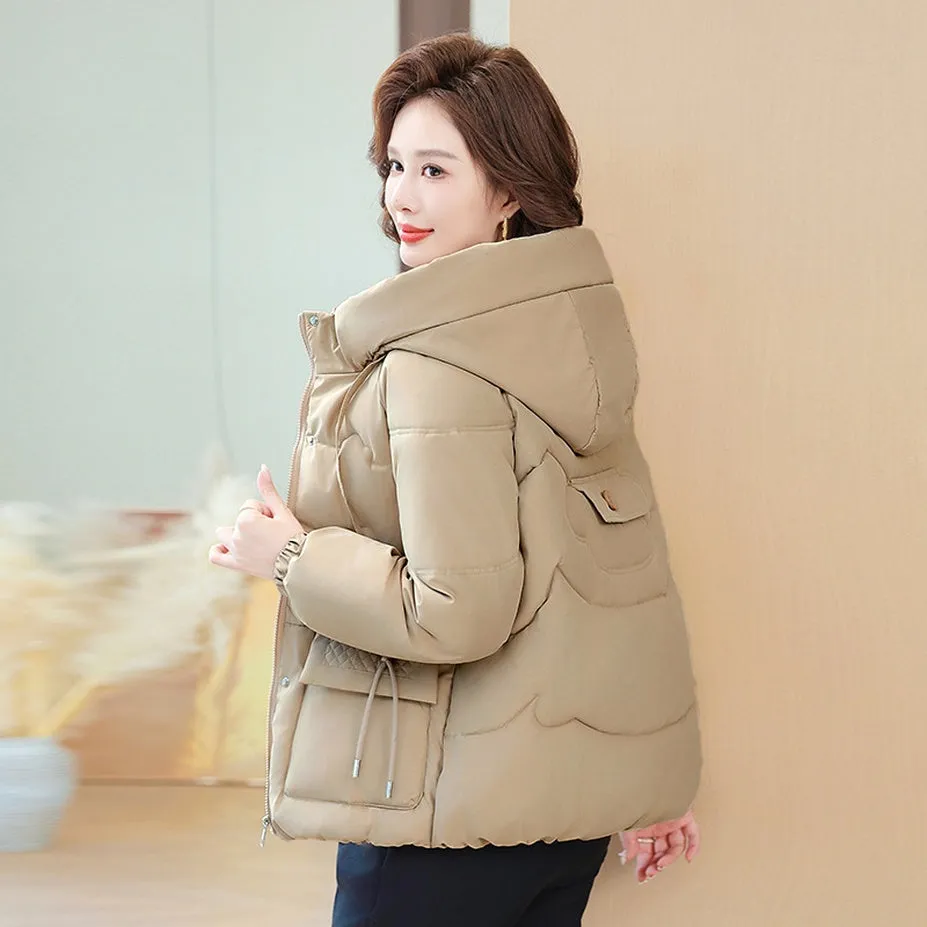 Relaxed-Fit Windproof Puffer Jacket with Quilted Design for Women