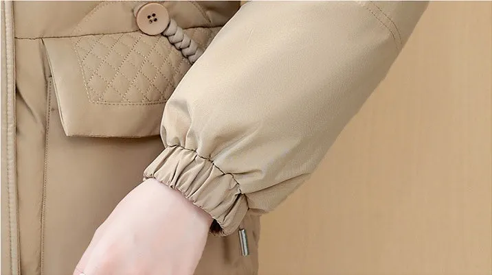 Relaxed-Fit Windproof Puffer Jacket with Quilted Design for Women