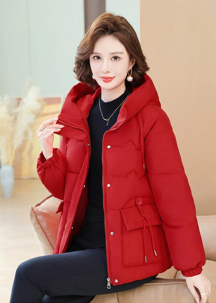 Relaxed-Fit Windproof Puffer Jacket with Quilted Design for Women
