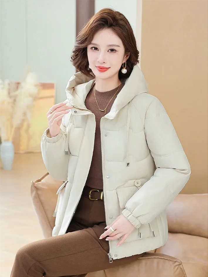 Relaxed-Fit Windproof Puffer Jacket with Quilted Design for Women