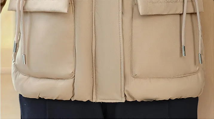 Relaxed-Fit Windproof Puffer Jacket with Quilted Design for Women