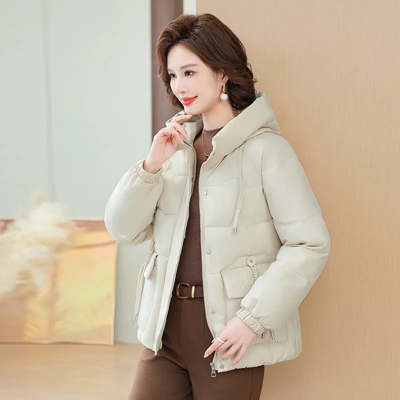 Relaxed-Fit Windproof Puffer Jacket with Quilted Design for Women