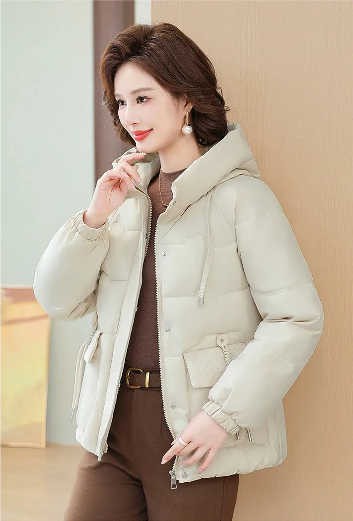 Relaxed-Fit Windproof Puffer Jacket with Quilted Design for Women