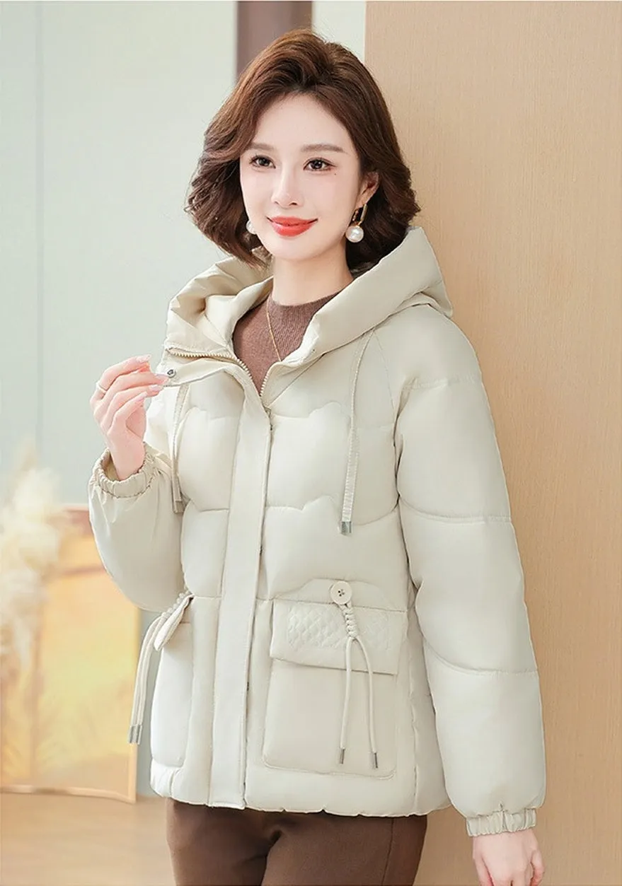 Relaxed-Fit Windproof Puffer Jacket with Quilted Design for Women