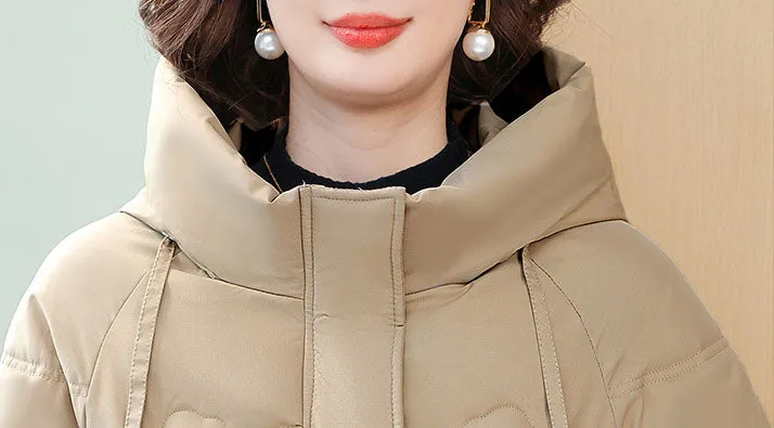 Relaxed-Fit Windproof Puffer Jacket with Quilted Design for Women