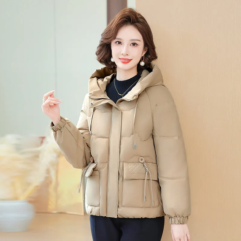 Relaxed-Fit Windproof Puffer Jacket with Quilted Design for Women