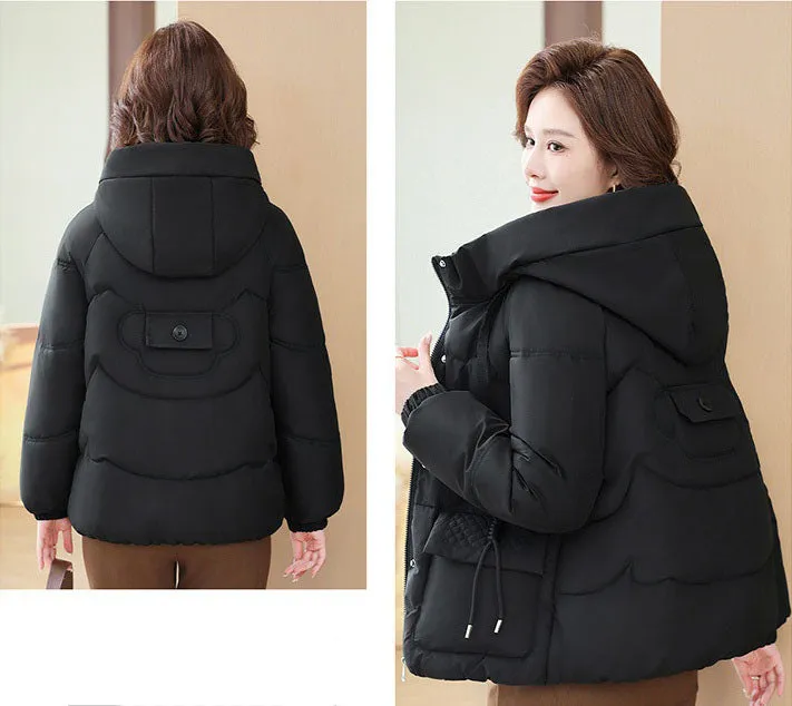 Relaxed-Fit Windproof Puffer Jacket with Quilted Design for Women