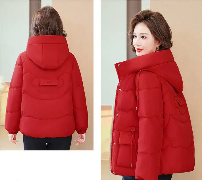 Relaxed-Fit Windproof Puffer Jacket with Quilted Design for Women