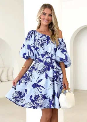 Relic Off Shoulder Dress - Blue Floral