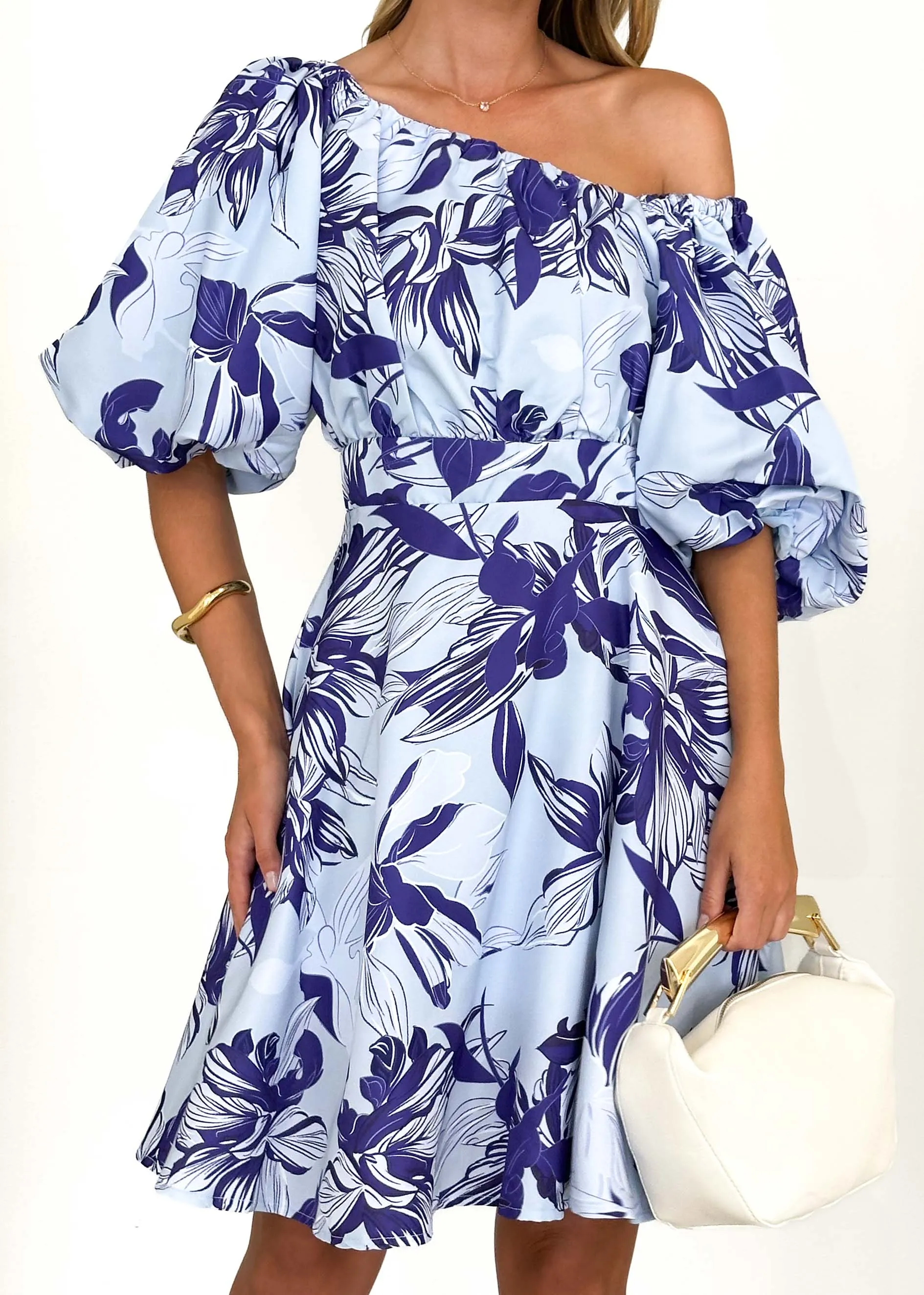 Relic Off Shoulder Dress - Blue Floral
