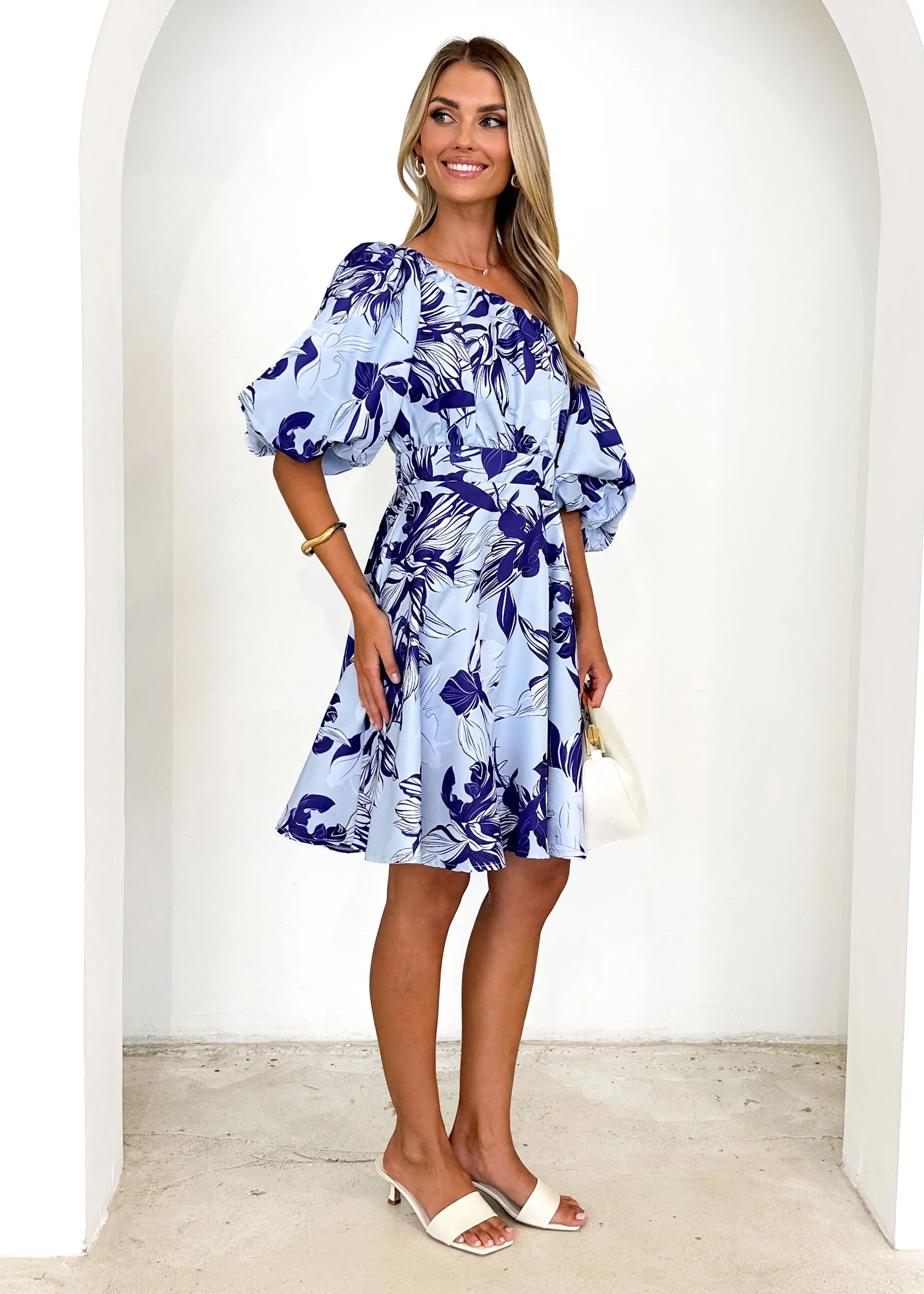 Relic Off Shoulder Dress - Blue Floral