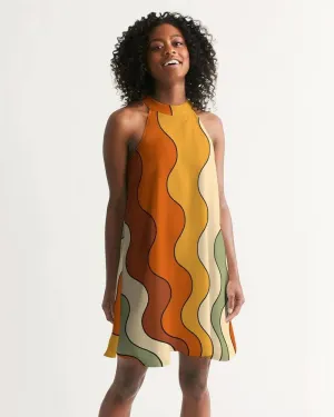 Retro Groovy Vibes Halter Dress