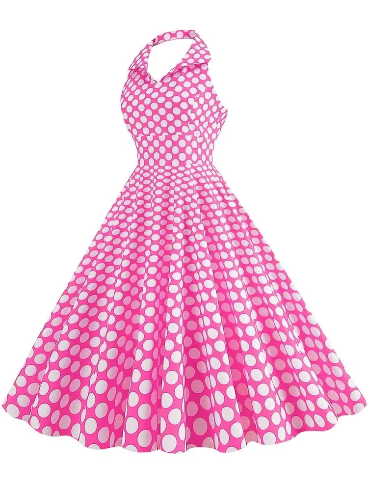 Retro Halter Party Midi Dresses