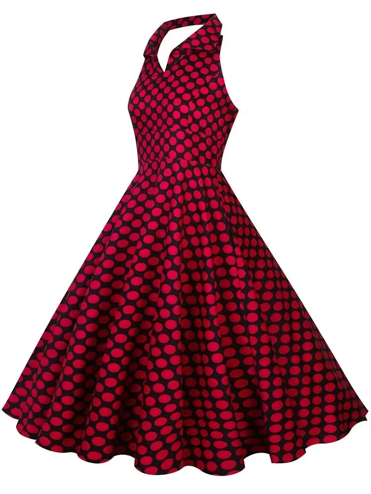 Retro Halter Party Midi Dresses