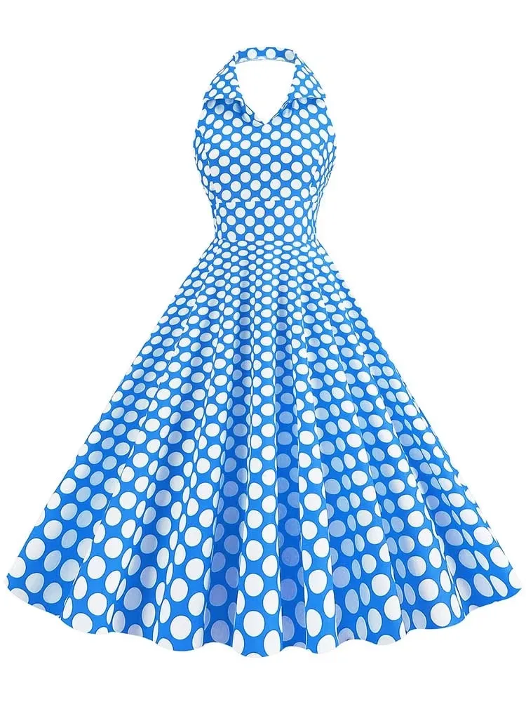 Retro Halter Party Midi Dresses