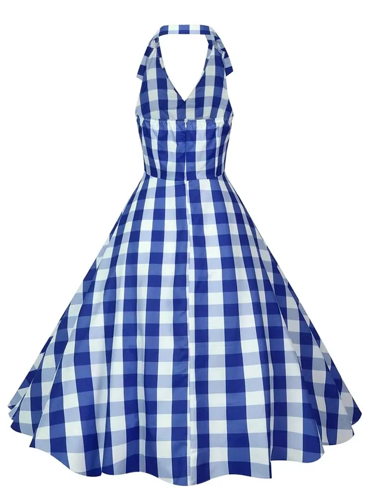 Retro Halter Party Midi Dresses