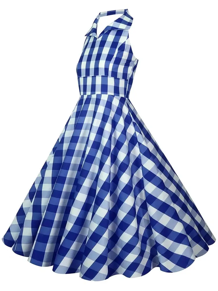 Retro Halter Party Midi Dresses