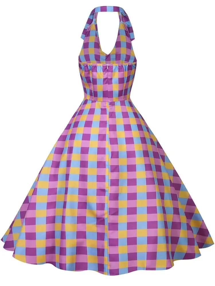 Retro Halter Party Midi Dresses