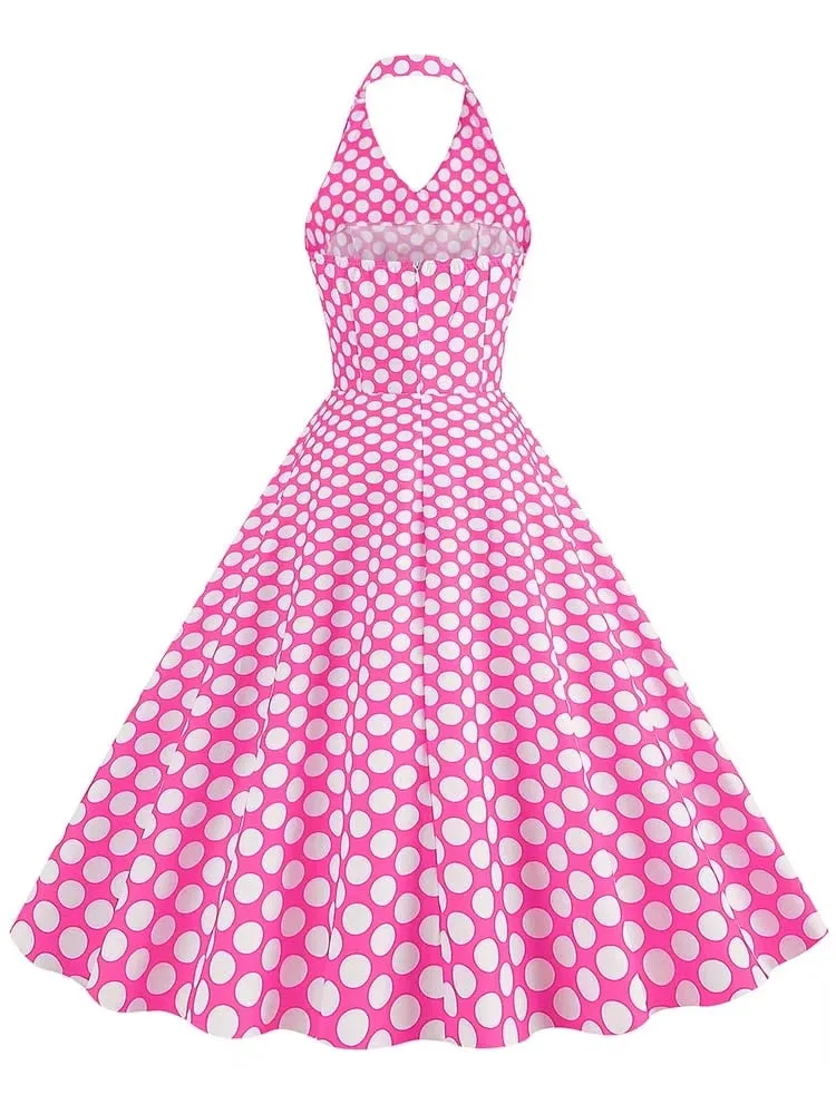 Retro Halter Party Midi Dresses