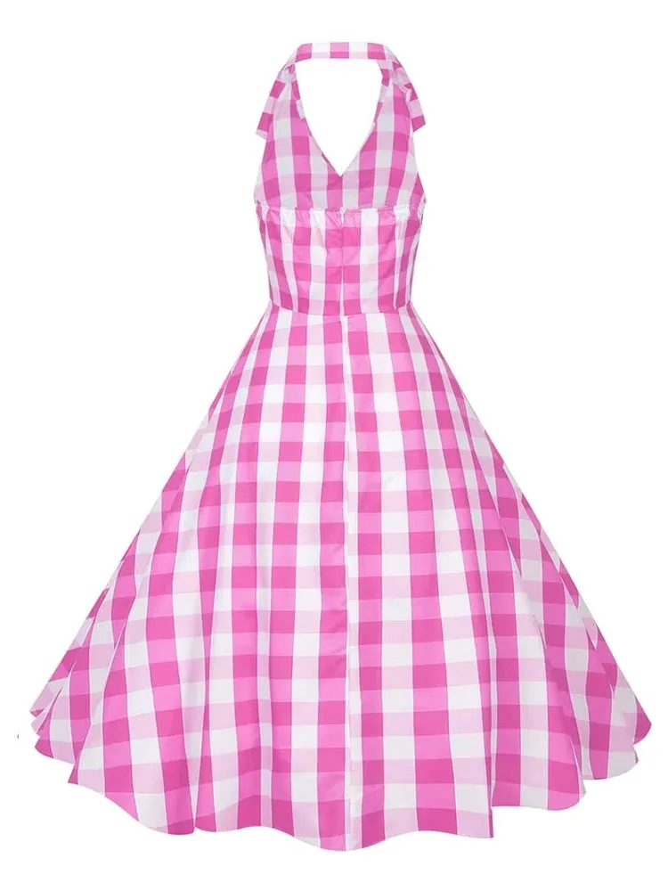 Retro Halter Party Midi Dresses
