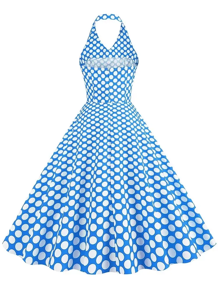 Retro Halter Party Midi Dresses