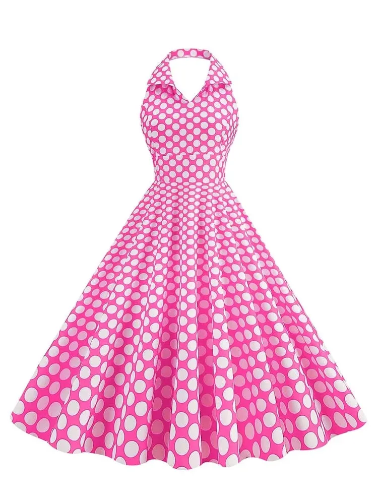 Retro Halter Party Midi Dresses