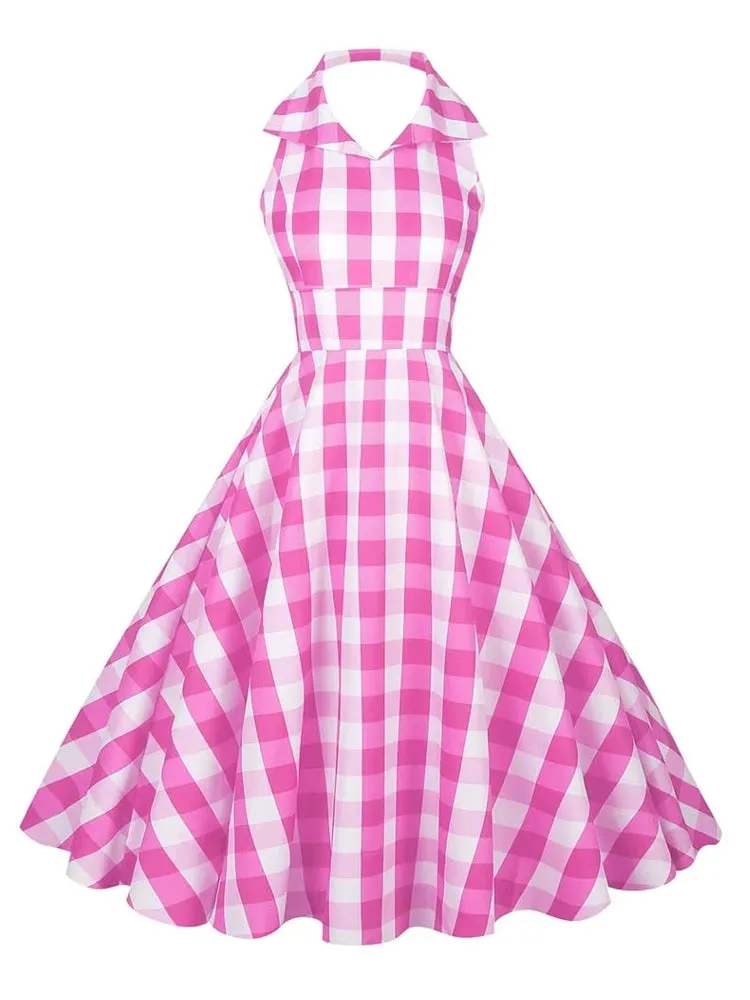 Retro Halter Party Midi Dresses