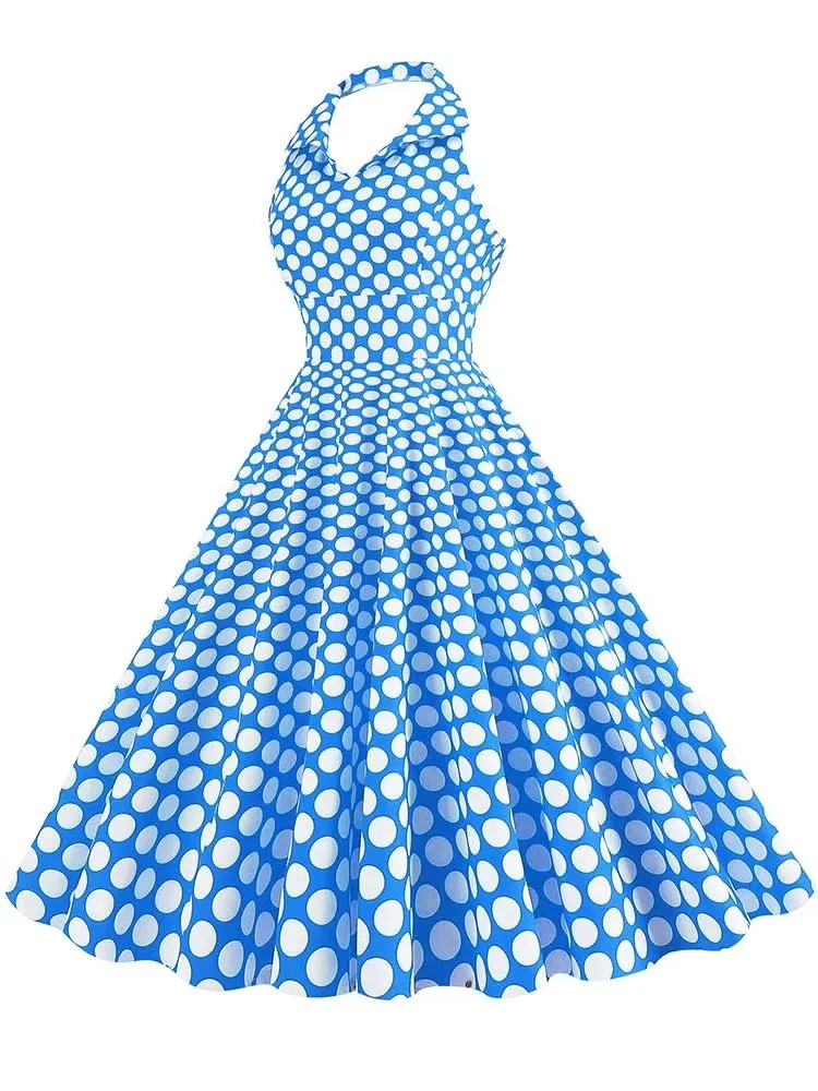 Retro Halter Party Midi Dresses