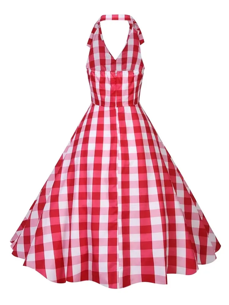Retro Halter Party Midi Dresses