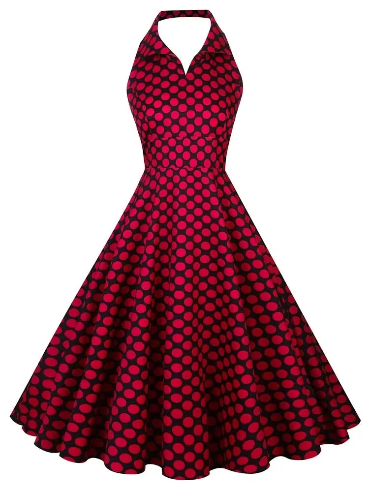 Retro Halter Party Midi Dresses