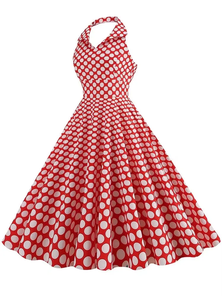 Retro Halter Party Midi Dresses